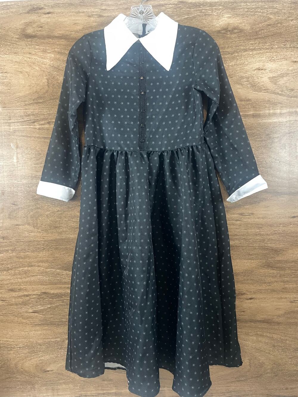 Spooktacular Creations Black Floral Wednesday Addams Costume Dress Large